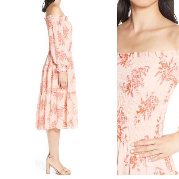 Eliza J Off the Shoulder Chiffon Midi Dress - Picture 3 of 8